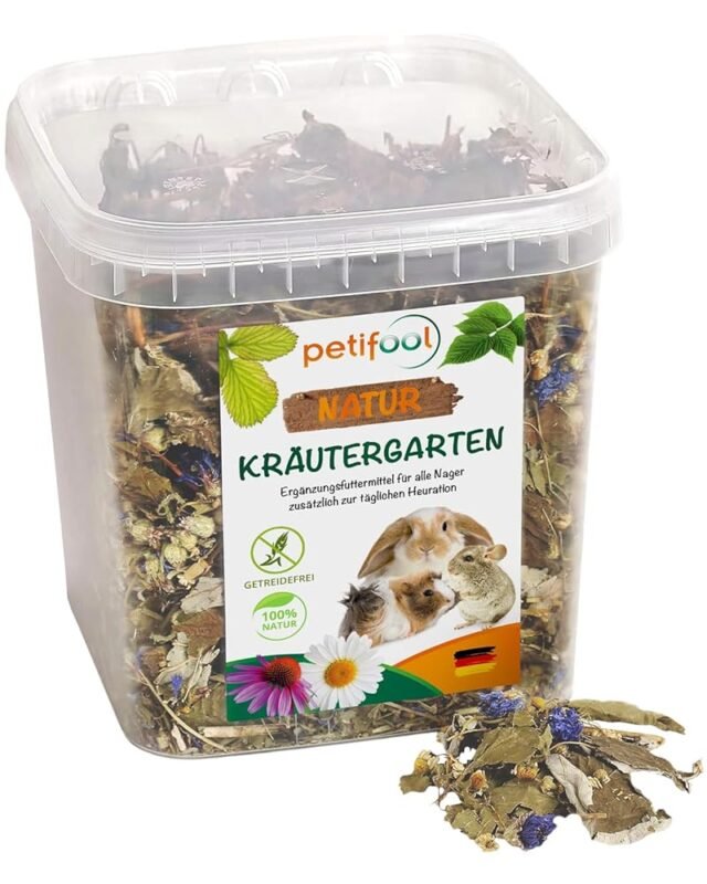 petifool Kräutergarten 400g - Ergänzungsfutter für Nager - natürliches Nagerfutter für Kaninchen, Meerschweinchen, Hamster, Chinchilla & mehr - ohne künstliche Zusätze - 100%...