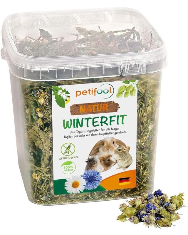 petifool Winterfit 430g - Ergänzungsfutter für Nager - natürliches Nagerfutter für Kaninchen, Meerschweinchen, Hamster, Chinchilla & mehr - ohne künstliche Zusätze - 100% Natur...