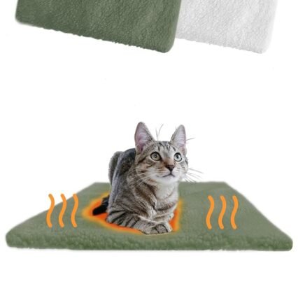 PiuPet® Selbstheizende Katzendecke I 60x45cm I Heizdecke ohne Strom I Katzen Wärmedecke I Heizdecke für Katzen ohne Strom I Katzen Decken I Katzen Bettchen I (Für Katzen, Grün)