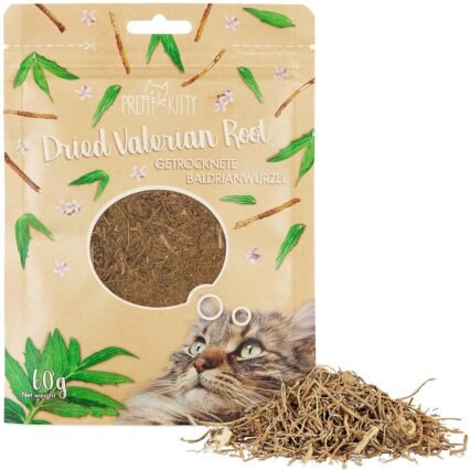 PRETTY KITTY Baldrian getrocknet für Katzen : 60g Natürlich getrocknete Baldrianwurzel für Katzenspielzeug – Katzenspielzeug Baldrian für Katzen – Katzen Baldrian Katze –...