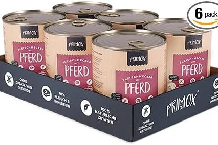 PRIMOX® Fleischmecker Hunde-Nassfutter | Getreidefrei | 70% Fleisch & Innereien | Made in Germany & 100% Natürlich | Omega-3 für Haut & Fell | Gluten- & Laktosefrei (Pferd,...