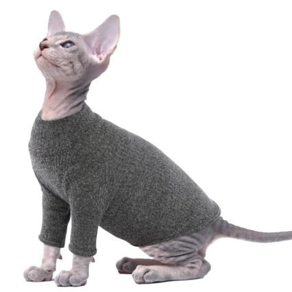 PUMYPOREITY Sphynx Haarlose Katze Baumwolle Kleidung Pullover Niedlich Atmungsaktiv T-Shirts Haustierkleidung Rundkragen Weste Kätzchen Shirts Weiche Hautfreundliche Bekleidung...