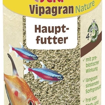 Sera Vipagran Nature 250 ml | Hauptfutter Softgranulat | 4% Hochwertiges Insektenmehl | Gesundes Wachstum & kräftige Entwicklung | Für Fische mit kleinem Maul | Keine Farb- &...