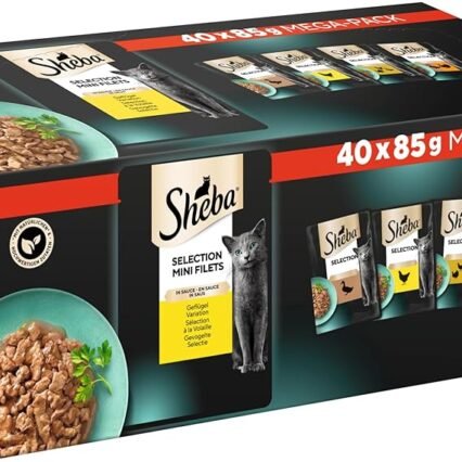 Sheba Katzennassfutter Selection in Sauce, 40 Portionsbeutel, 40x85g (1 Großpackung) – Katzenfutter nass, Geflügel Variation mit Ente, Huhn, Geflügel und Truthahn