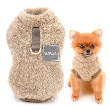 SMALLLEE_LUCKY_STORE Haustier-Sherpa-Fleece-Pullover Weste Rollkragenpullover mit D-Ring weiches Sweatshirt für kleine Hunde Katzen, Welpen Yorkie Chihuahua warme...