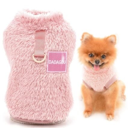 SMALLLEE_LUCKY_STORE Haustier-Sherpa-Fleece-Pullover Weste Rollkragenpullover mit D-Ring weiches Sweatshirt für kleine Hunde Katzen, Welpen Yorkie Chihuahua warme...