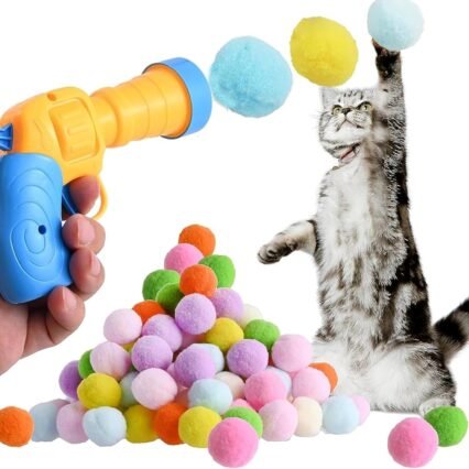 SXFENG Katzenspielzeug, Interaktives Katzenspielzeug, Katzenspielzeug Bälle mit Katzenspielzeug-Werfer Cat Toy für Katzen und Kätzchen, Spielzeug für Indoor Haustier Katzen...