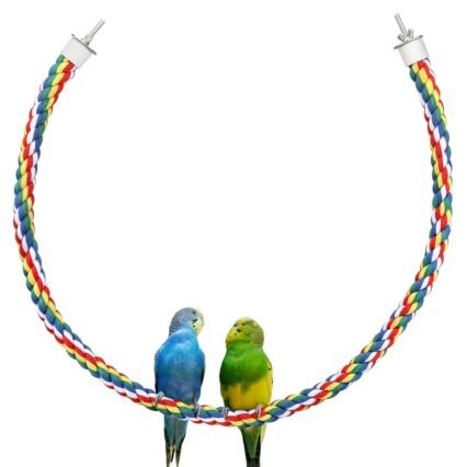 Tau Sitzstange Vögel Papagei Seil Spirale für Wellensittiche/Parrot Climbing Rope Vogelkäfig Zubehör (105cm Metallmutter)