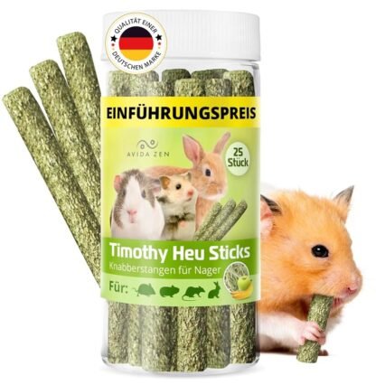 Timothy Heu Sticks, 25 Knabberstangen Kaninchen, Leckerlis für Nager wie Kaninchen Meerschweinchen Hamster Hasen Chinchillas, Beschäftigung und Spielzeug aus natürlichem Heu