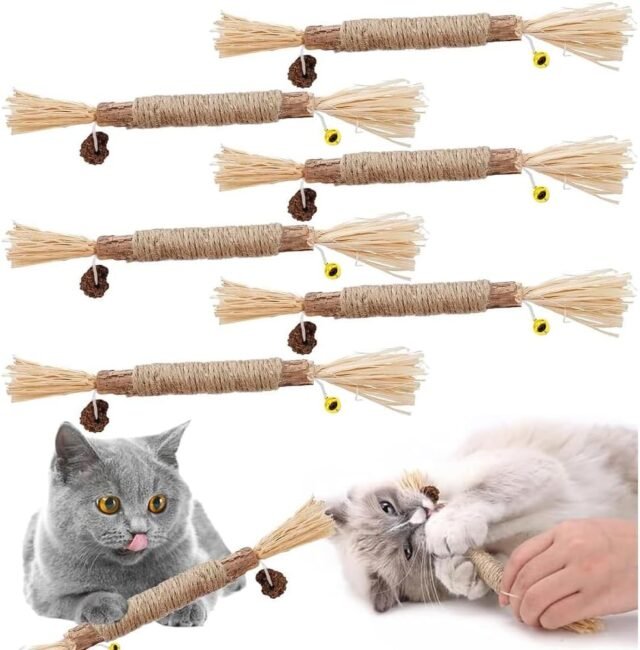 TUIBEIDAMAI Matatabi Katzensticks,Katzensticks Zur Zahnreinigung,Kausticks Set,Katzenminze Spielzeug,Katzenminze Sticks Zum Schleifen von Zähnen,Für ​Katze Zu Spielen, Beißen,...