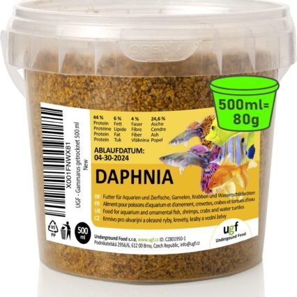 UGF - Premium Daphnia Wasserflöhe, 500 ml (80 g) Eimer, Getrocknet Fischfutter Aquarium, Aquarium Futter, Snacks für Zierfische