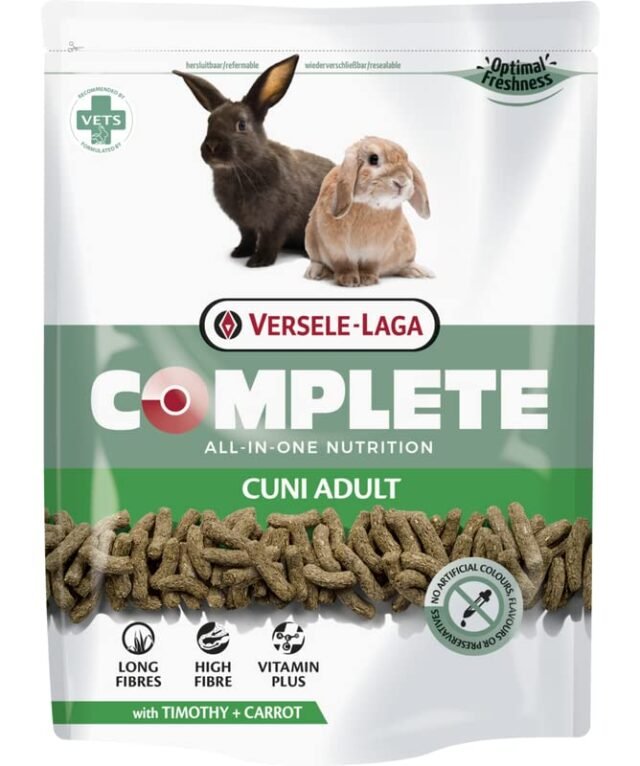 Versele-Laga Complete Cuni Adult | Doppelpack | 2 x 500 g | Alleinfuttermittel für ausgewachsene Kaninchen | Schmackhafte All-in-one Pellets | Mit Langen Fasern und Kräutern