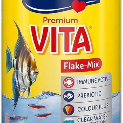 Vitakraft Flake-Mix, Fischfutter Aquarium, mit Garnelen und Spirulina, für alle Zierfische (1x 1l)