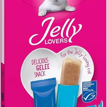 Vitakraft Jelly Lovers, Katzensnack, mit Lachs und Scholle, im Vorratspack, ohne Zusatz von Zucker und Getreide (1 Paket mit 6x 15g)