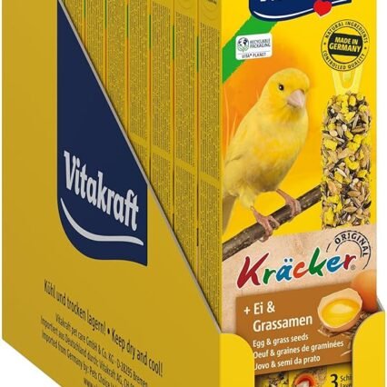 Vitakraft Kräcker, Knabberstangen für Kanarienvögel, mit Ei und Grassamen, mit Vitaminen und Mineralien, für langes Knabbervergnügen, ohne Zusatz von Zucker (10x 54g)