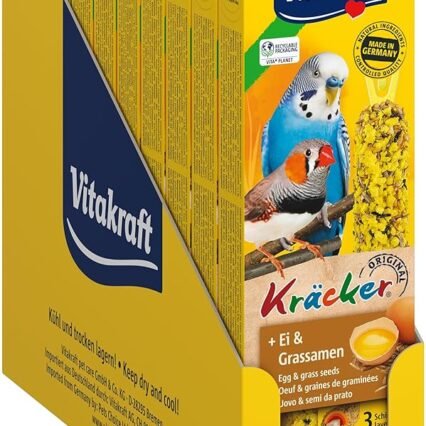 Vitakraft Kräcker, mit Ei und Grassamen, Knabberstangen für Sittiche und Exoten, in Vorratsgröße, ohne Zusatz von Zucker (10x 54g)