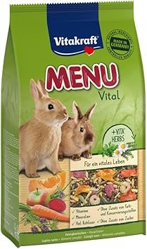 Vitakraft Menu Vital, Futter für Zwergkaninchen, mit Kräutern und Gemüse, rohfaserreich, ohne Zusatz von Zucker (1x 1kg)