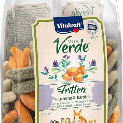 Vitakraft Vita Verde, Fritten, Nagersnack, mit Luzerne und Karotte, ohne Zuckerzusatz (1x 200g)