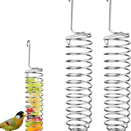 Vogelspielzeug, 2 Stück Edelstahl Futterspender Wellensittich Futterkorb, Obst- und Gemüsehalter, Vögel Käfig Füttern Zubehör für Papagei Sittiche Kakadus Aras Conure...