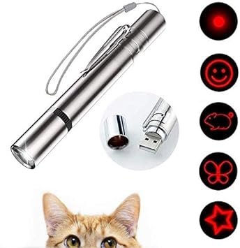 VOVIGGOL LED Pointer für Katzen Spielzeug, 7 in 1 und 5 Muster USB Wiederaufladbar Interaktives Spielzeug für Katzen Light Licht Spielzeug für Haustiere Hund Kätzchen...