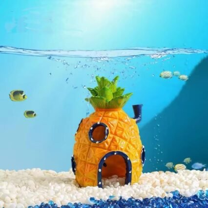 WAIMXDAO Ananas Form Aquarium Deko Ornament,Harz Ananas Haus Aquarium Deko,Spongebob Aquarium Dekoration,Landschaft Ananas Haus Aquarium Deko Für Unterwasser Dekoration,...