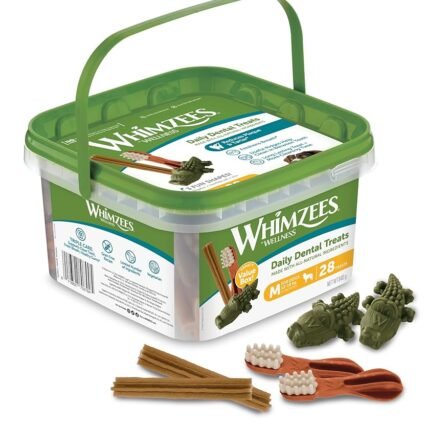 WHIMZEES By Wellness Gemischte Vielfaltsbox, Kaustangen für mittelgroße Hunde zur Zahnpflege, Größe M, 28 Stück, ohne Zuckerzusatz, getreidefrei, natürlich, fettarm