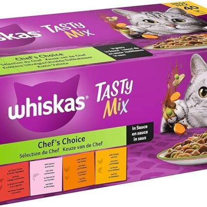 Whiskas 1+ Katzenfutter Tasty Mix Chef´s Choice in Sauce, 40x85g (1 Packung) – Hochwertiges Nassfutter für ausgewachsene Katzen in 40 Portionsbeuteln