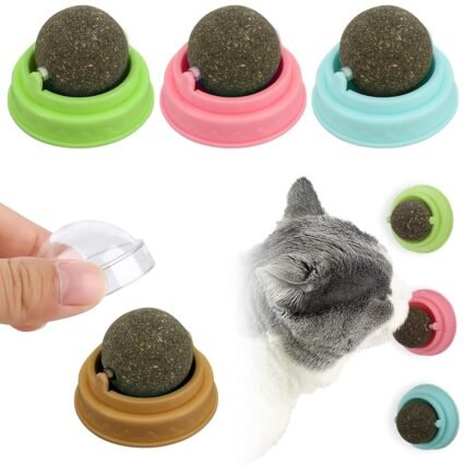 Xinstroe 4 Stück Katzenminze Balls Spielzeug für Katze, Drehbare Katzenminze Ball Katzenminze Bälle Wand Catnip Balls Toys für Katze